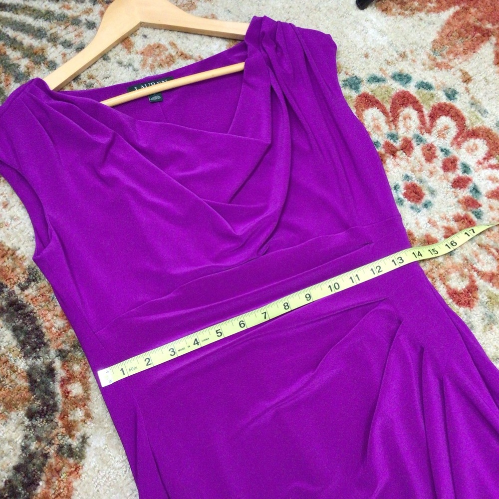 Lauren Ralph Lauren Womens Sleeveless Ruched Midi Bodycon Dress Purple Size 8 - Picture 9 of 10